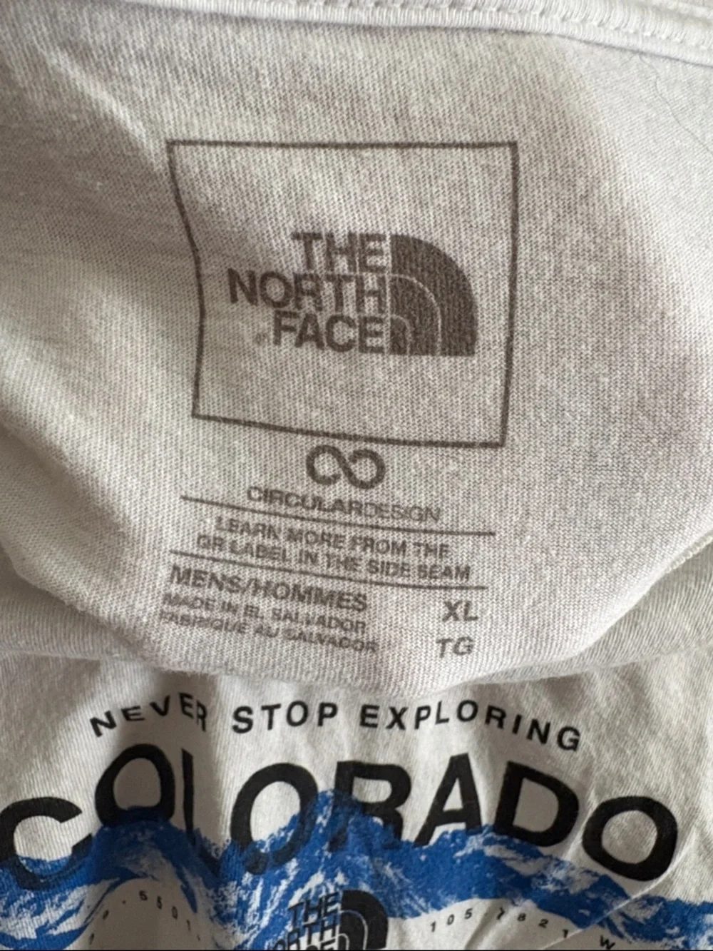 The North Face White Short-Sleeve Tee with Blue Colorado Graphic